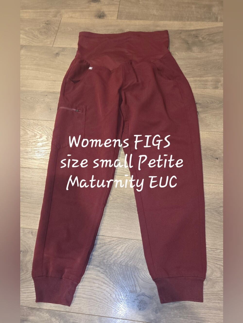 Figs Women's Burgundy Ankle Maternity Joggers